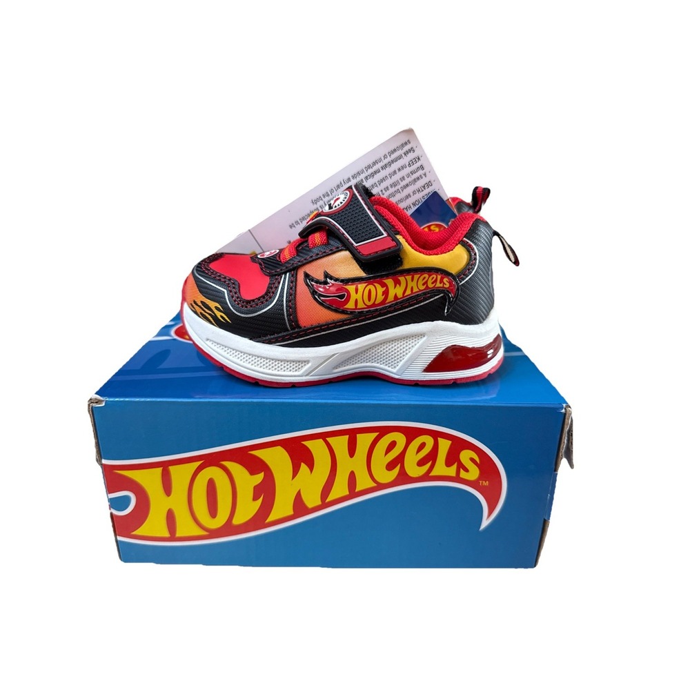 Hot Wheels Toddler Boy Sneakers Shoes Flashing Lights Size 6 Black (80388) - Picture 6 of 6